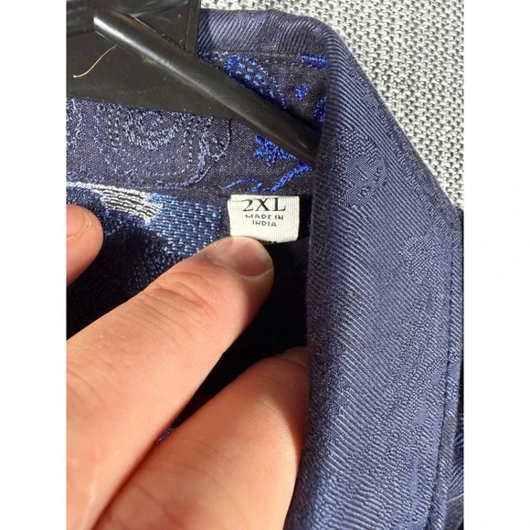 Robert Graham Shirt Mens 2XL Blue Paisley Print‎ Logo Cotton Flip Cuff Button Up - Picture 4 of 6